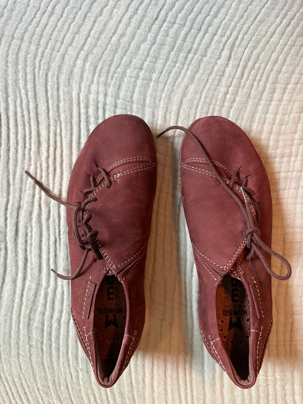Mephisto Air Relax Shoes 7.5 Burgundy Leather Lace-Up Comfortable